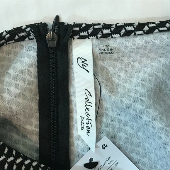 NY Collection Black White Faux Wrap Dress PM - Picture 5 of 7